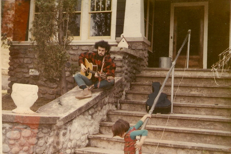 Peter LeVine and Ella Rue on the front steps